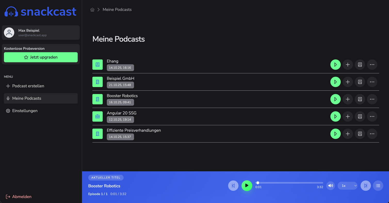 Podcast-Übersicht und Player