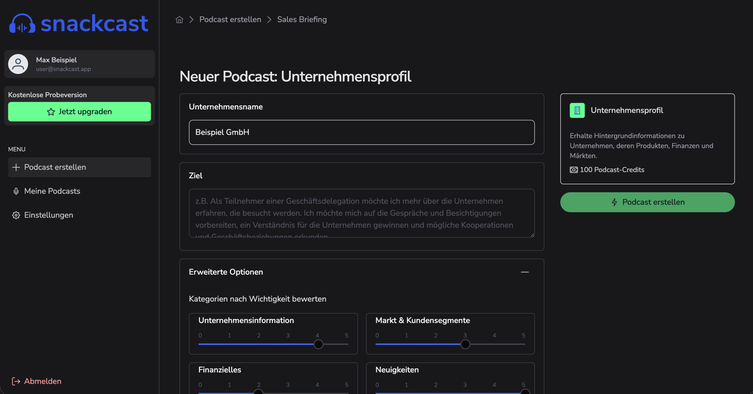 Generate podcast from template